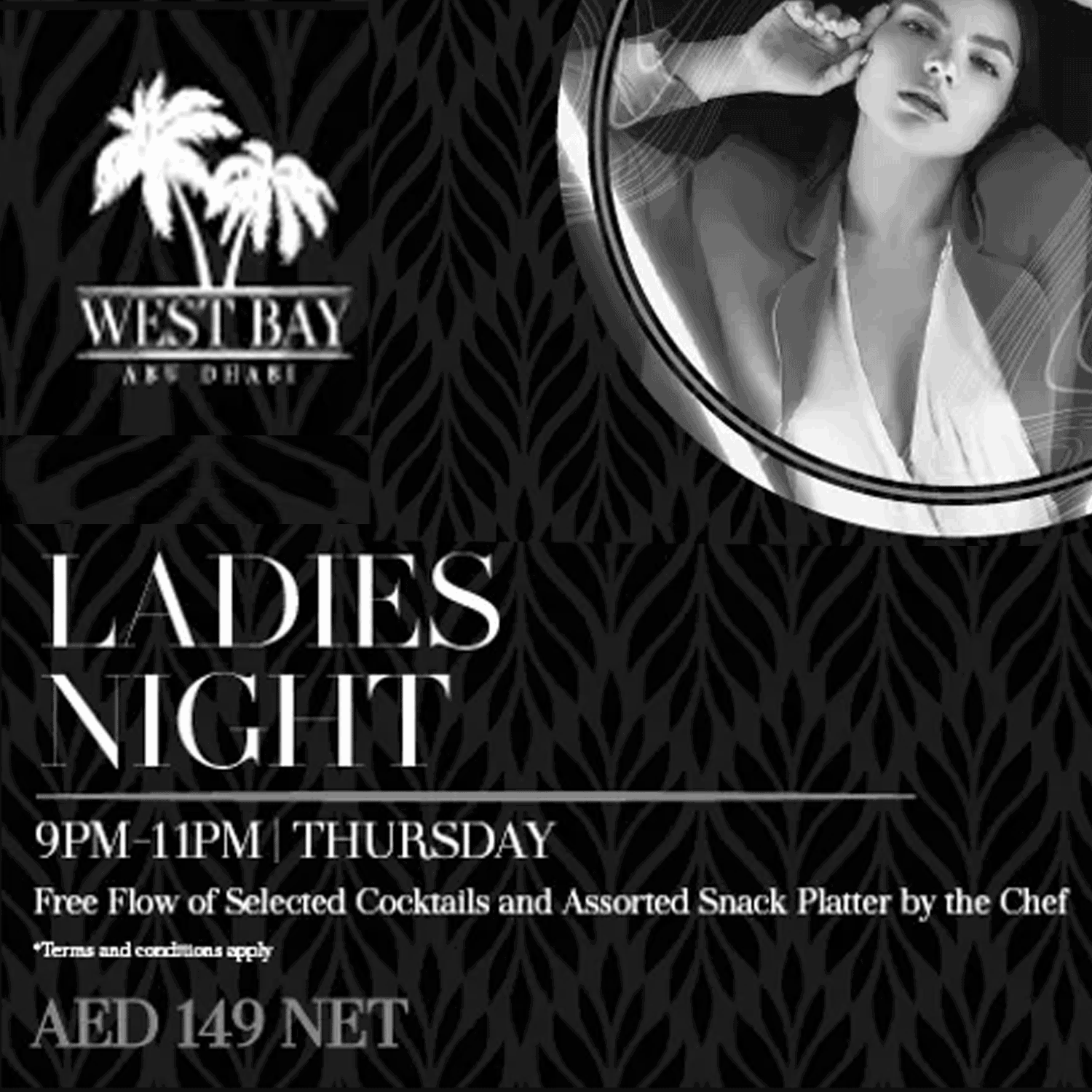 West Bay Ladies night Wednesday on Wednesday 15th June 2022 in West Bay Abu  Dhabi, image size:1500x1500